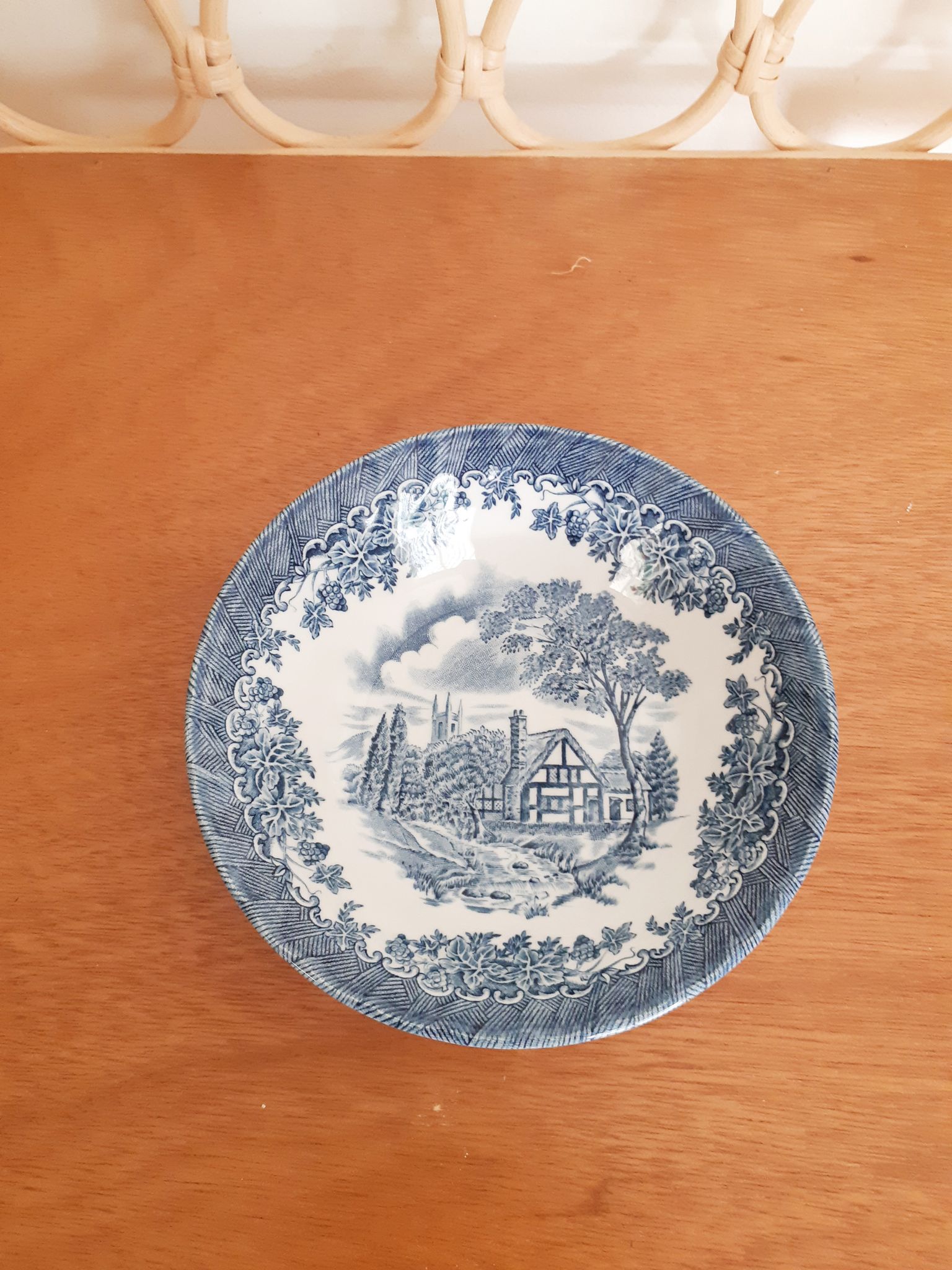 Cup, blue Churchill Staffordshire bowl, English porcelain