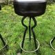 Vintage leather and wrought iron bar stools