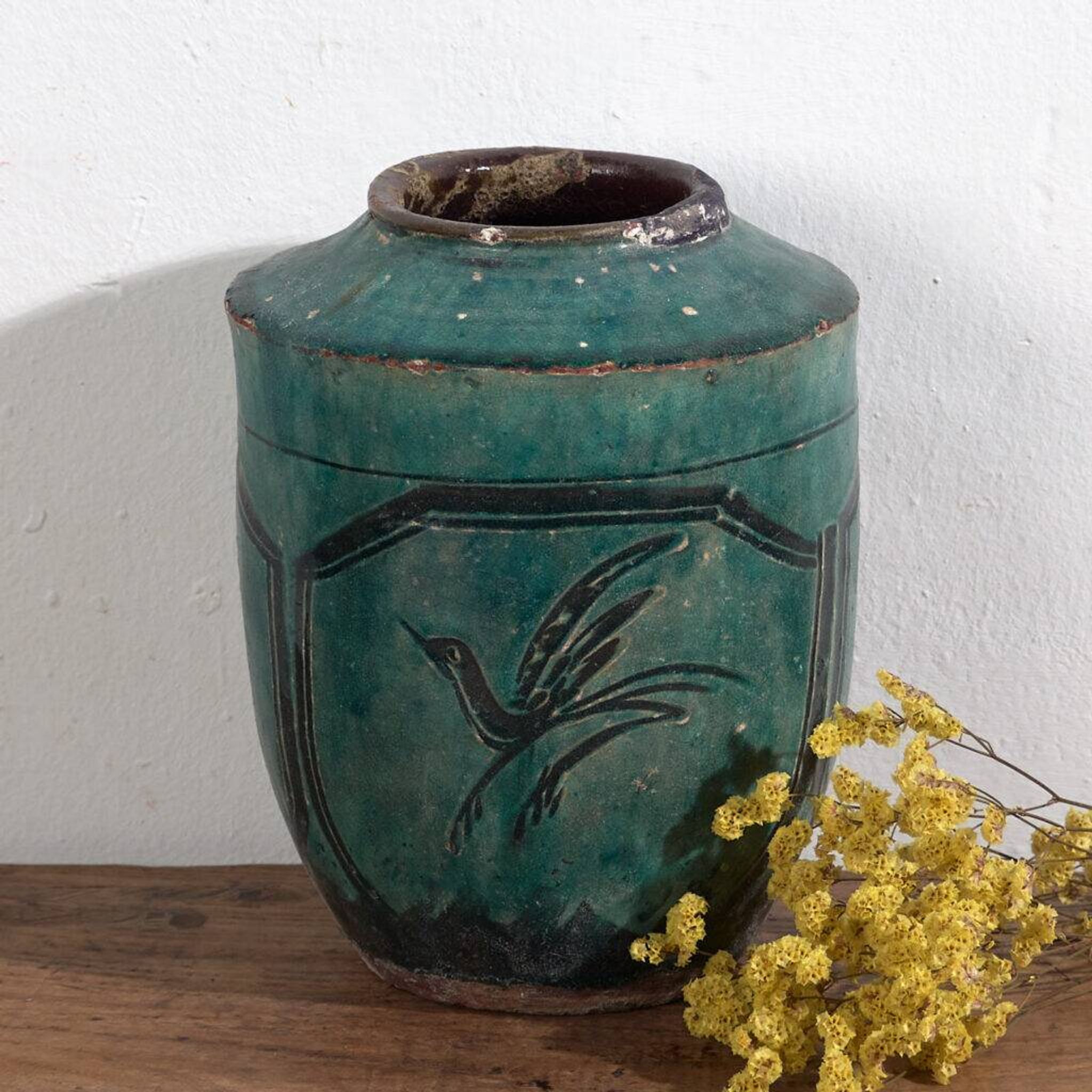 Vase chinois ancien à cadre octogonal (vers 1820) #19