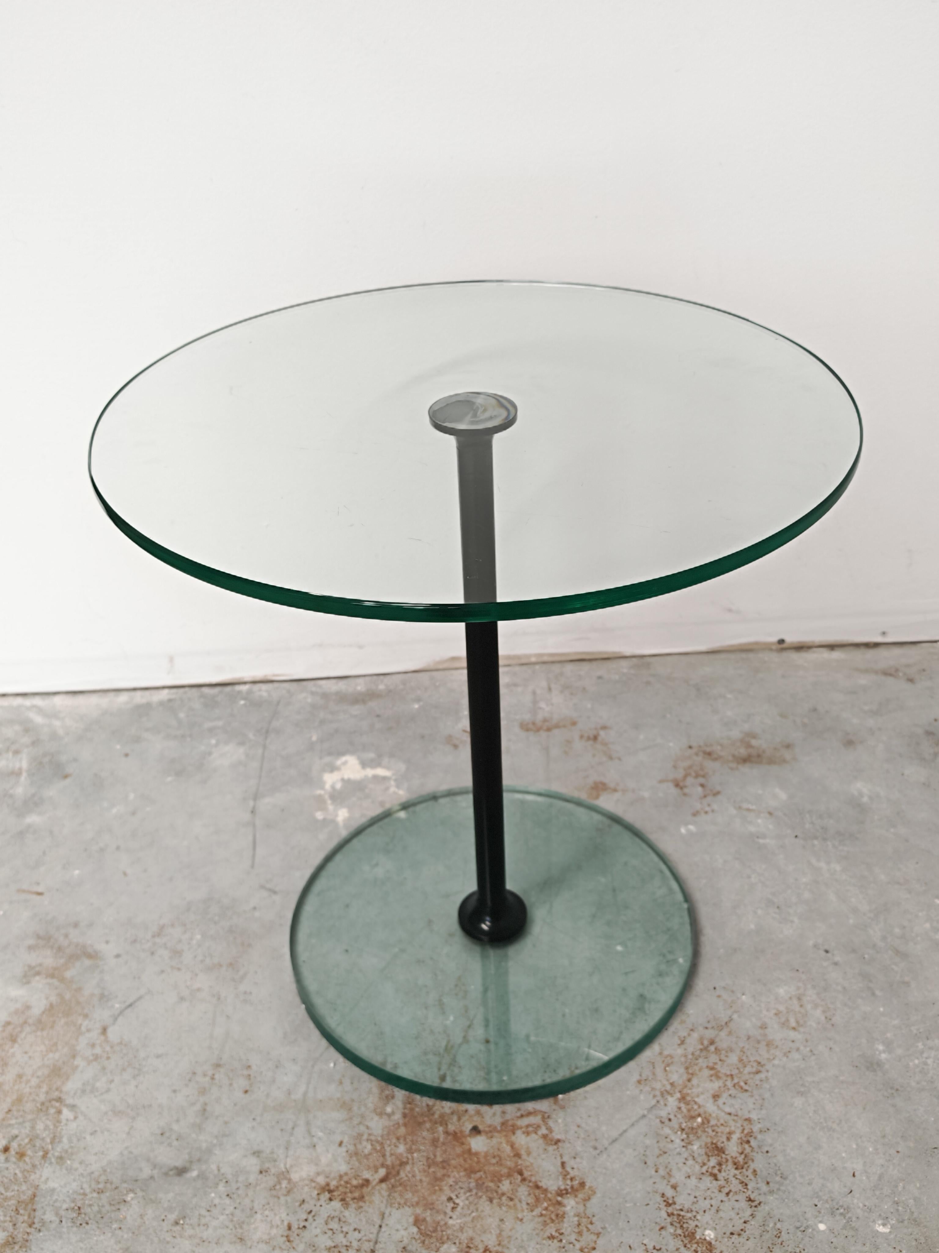 Minimalist round side table in glass by Draenert, 1983