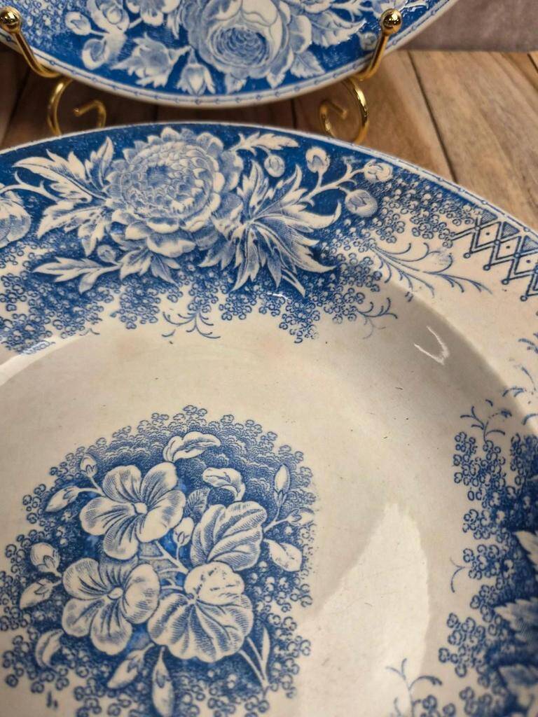 Set of 2 deep plates in Sarreguemines ironstone – Jardinière model – Various decorations