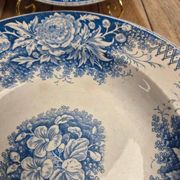 Set of 2 deep plates in Sarreguemines ironstone – Jardinière model – Various decorations