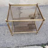 Vintage brass side table and 2 smoked glass trays