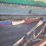 Oil painting on canvas in the style of Corto Maltes 20th century