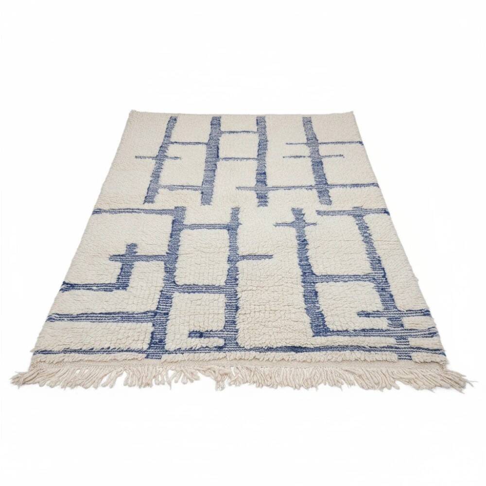 Graphic blue Moroccan rug