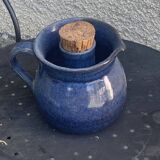 Pitcher, carafe, refreshing jug, ice cube jug, in blue glazed stoneware