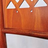 Vintage Italian Bistro Chairs - 1980s Reddish Wood, Brown Fabric - Set of 4