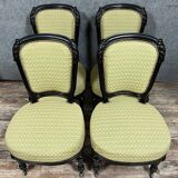 4 chaises époque Napoléon III en bois laqué noir vers 1850