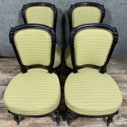 Set of 4 Napoleon III period chairs in black lacquered wood circa 1850