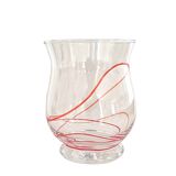 Vase vintage en verre soufflé de style Murano avec tourbillons rouges