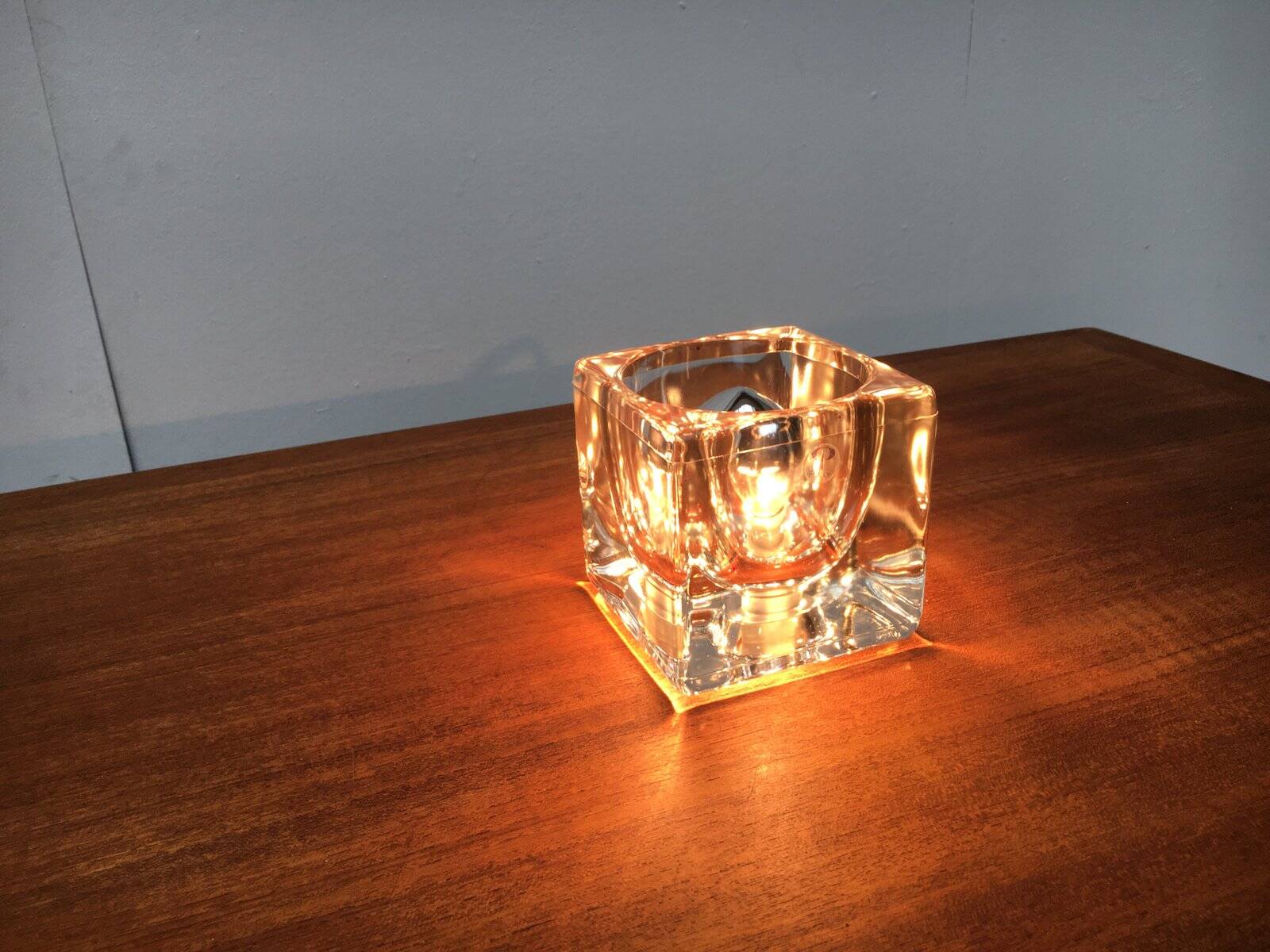 Vintage German table lamp in glass TA 14 Cube by Peill & Putzler, 1970s.
