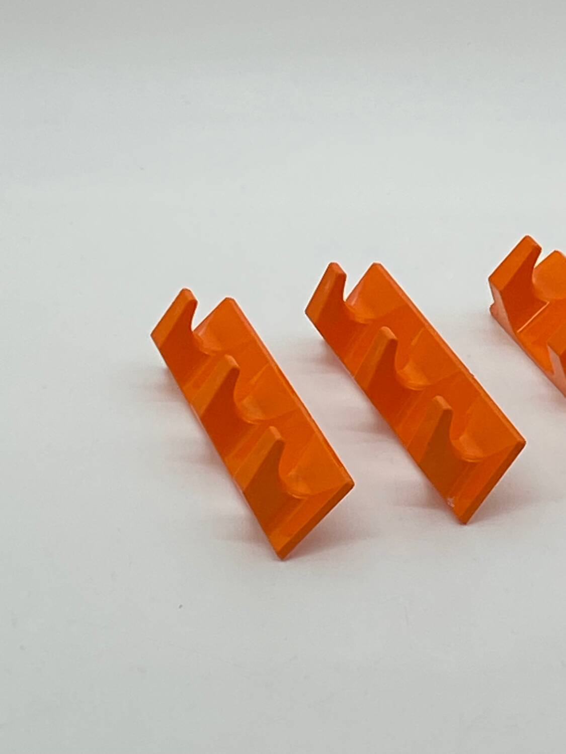 Set of tea towel hooks, vintage, kitchen, orange plastic