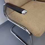 Suite of 5 armchairs with Steelcase Strafor armrests in chrome metal and wool fabric from the years