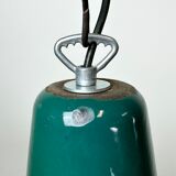 Lampe industrielle d’usine en émail vert années 1960
