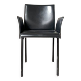 Office chair with armrests in thick black leather, Cattelan Italia