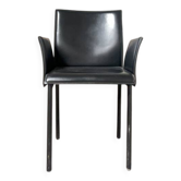 Office chair with armrests in thick black leather, Cattelan Italia