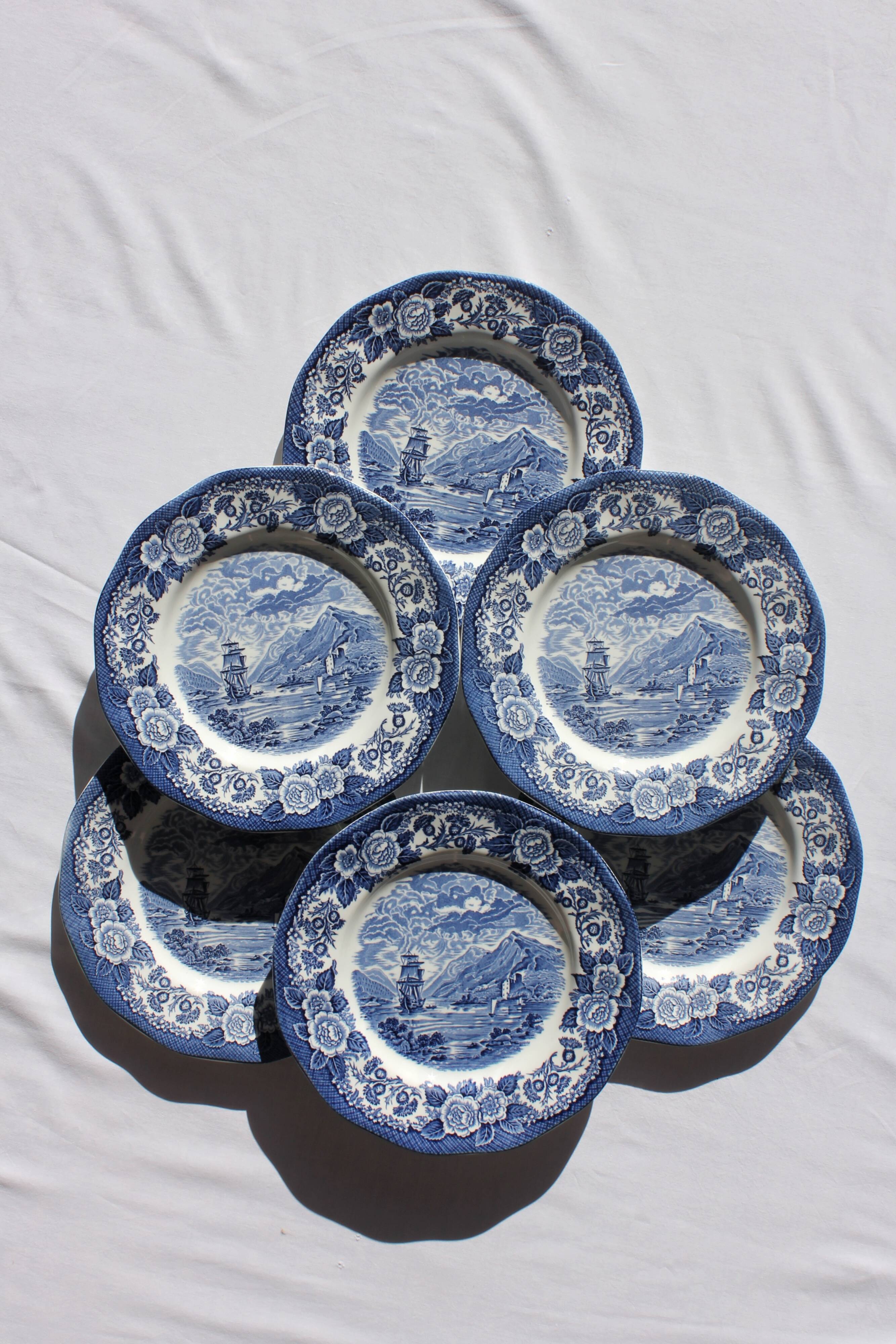 6 flat plates "lochs of scotland" wedgwood
