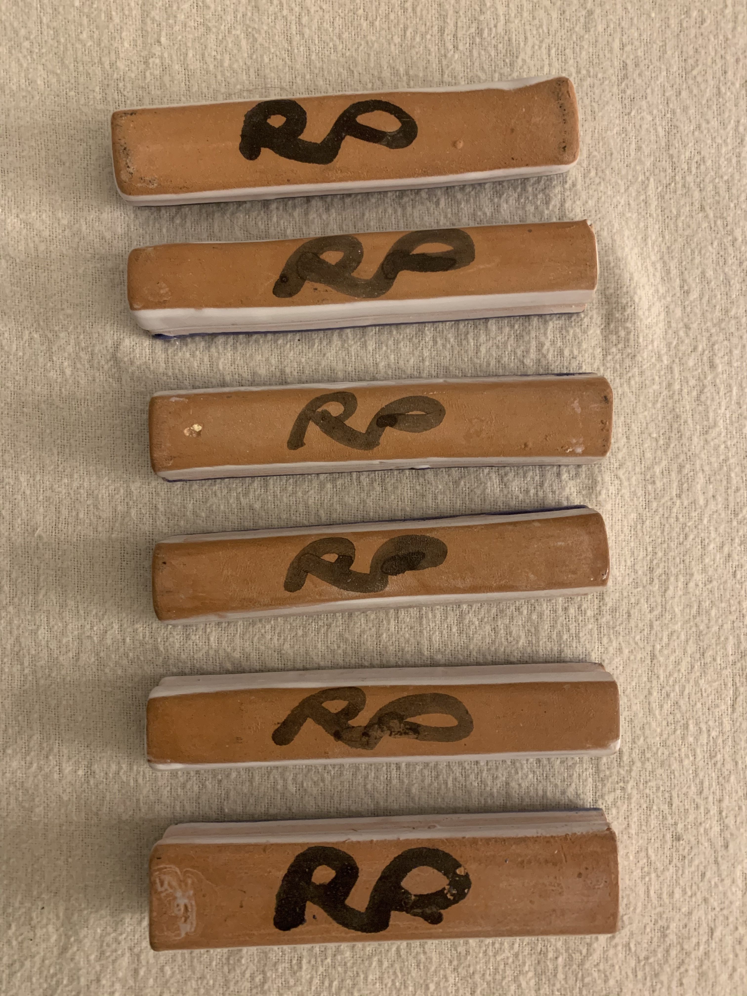 6 wears blue ceramic knives Robert Picault 1960 Vallauris