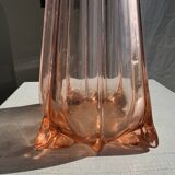 Large pink glass bud vase, H37 D18A