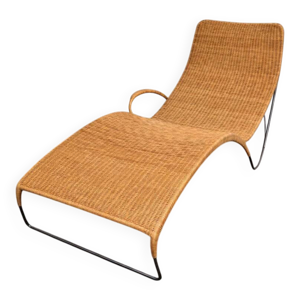 chaise longue en rotin - acier