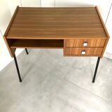Vintage office teak décor and black steel base