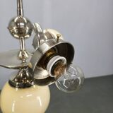 Bauhaus Globe Chandelier Czechoslovakia 1930s Chrome Pendant