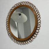 Large mirror from the 1950s. Made of bamboo. Vintage design in the Bonacina style.