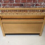 Wood and rattan chest bench