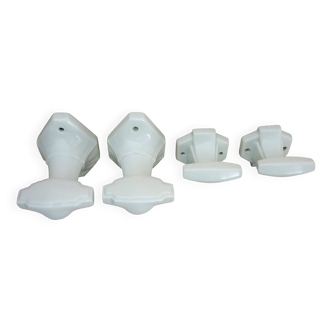 Set of 4 coat hooks, antique porcelain coat rack, art deco circa 1920