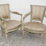 Pair of Directoire style cabriolet armchairs