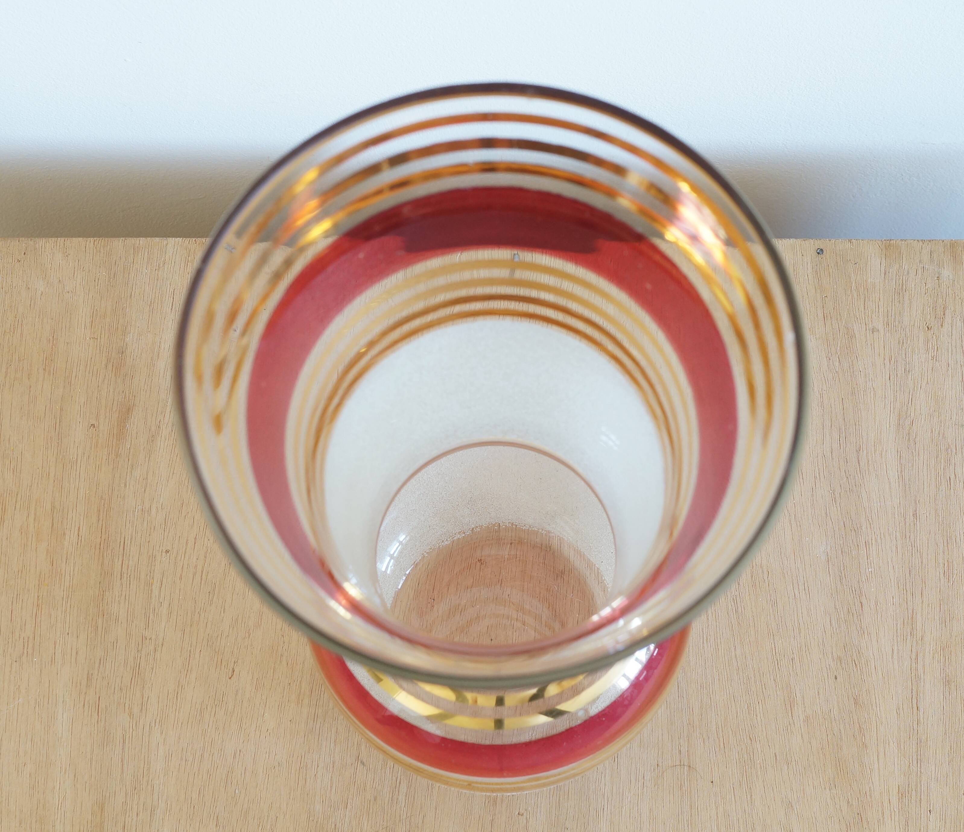 Large blown and enameled glass vase from the 1960s