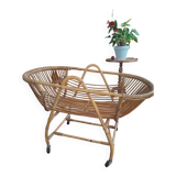 Magnificent vintage rattan cradle