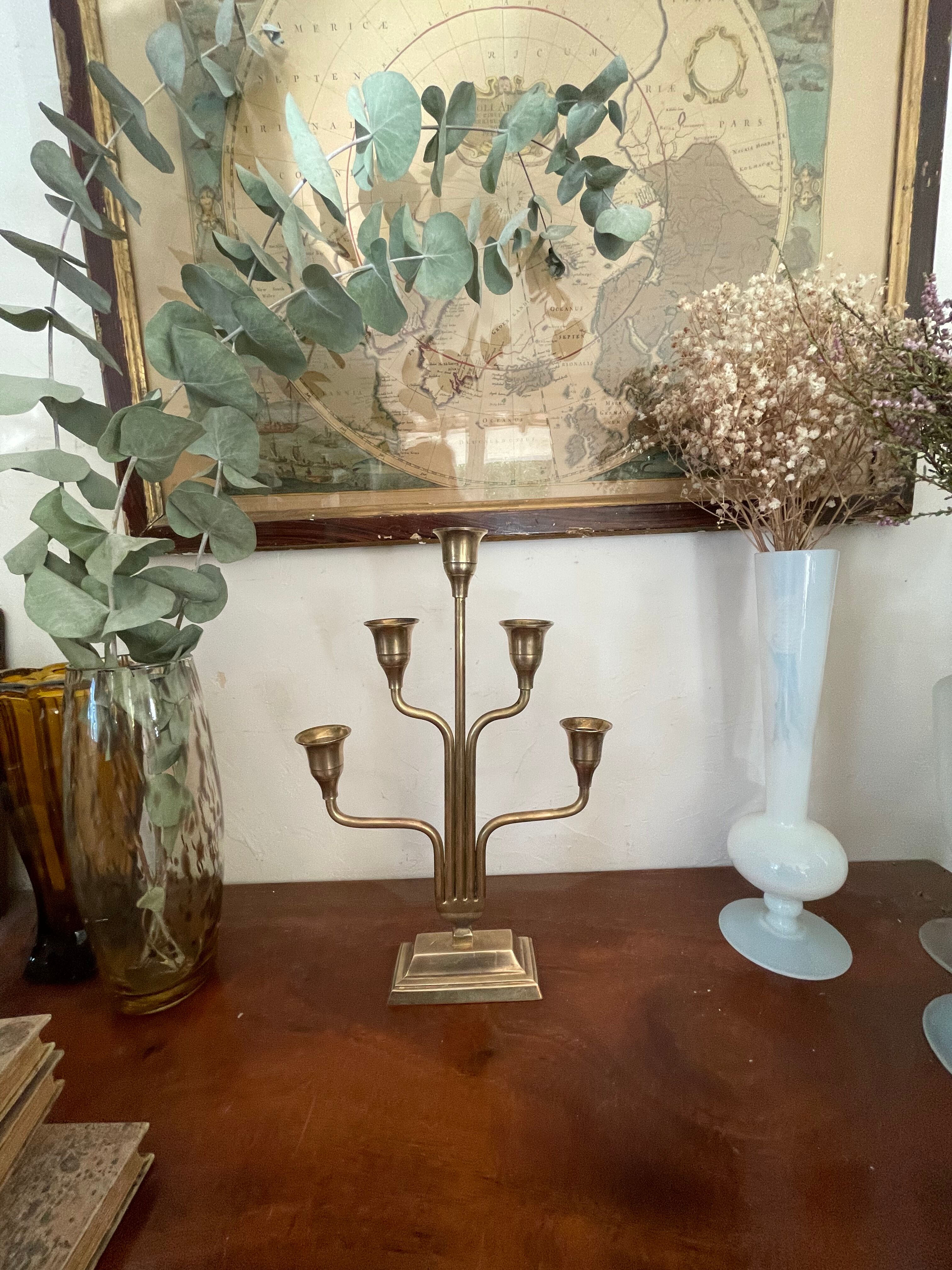 Art deco brass chandelier