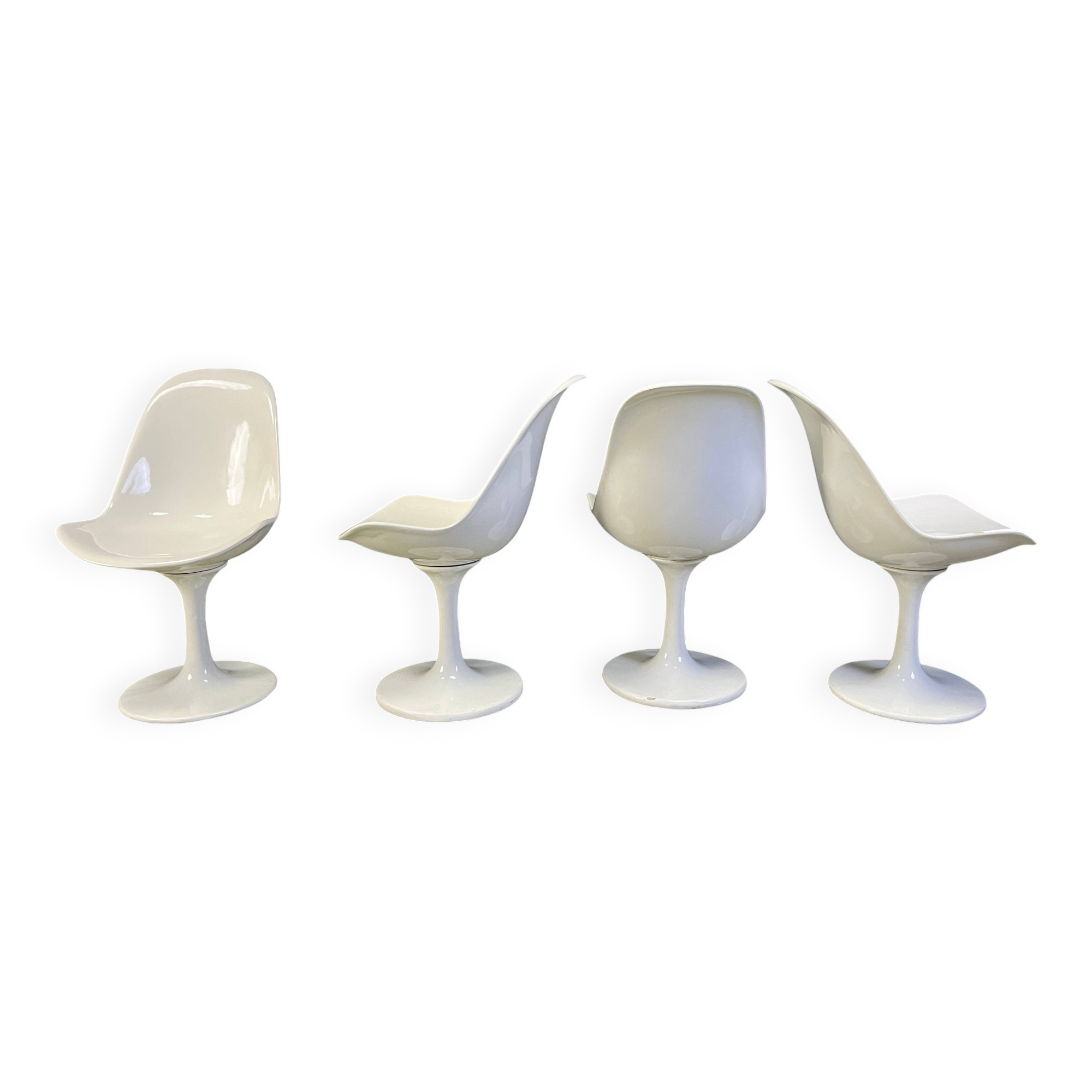 Vintage fiberglass space age tulip dining chairs, set of 4 - 1960s