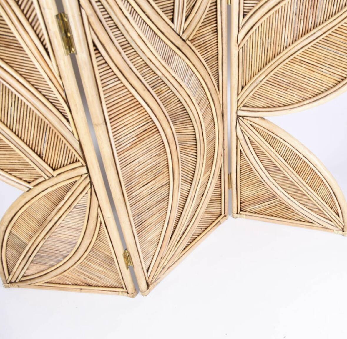 Three-panel rattan screen