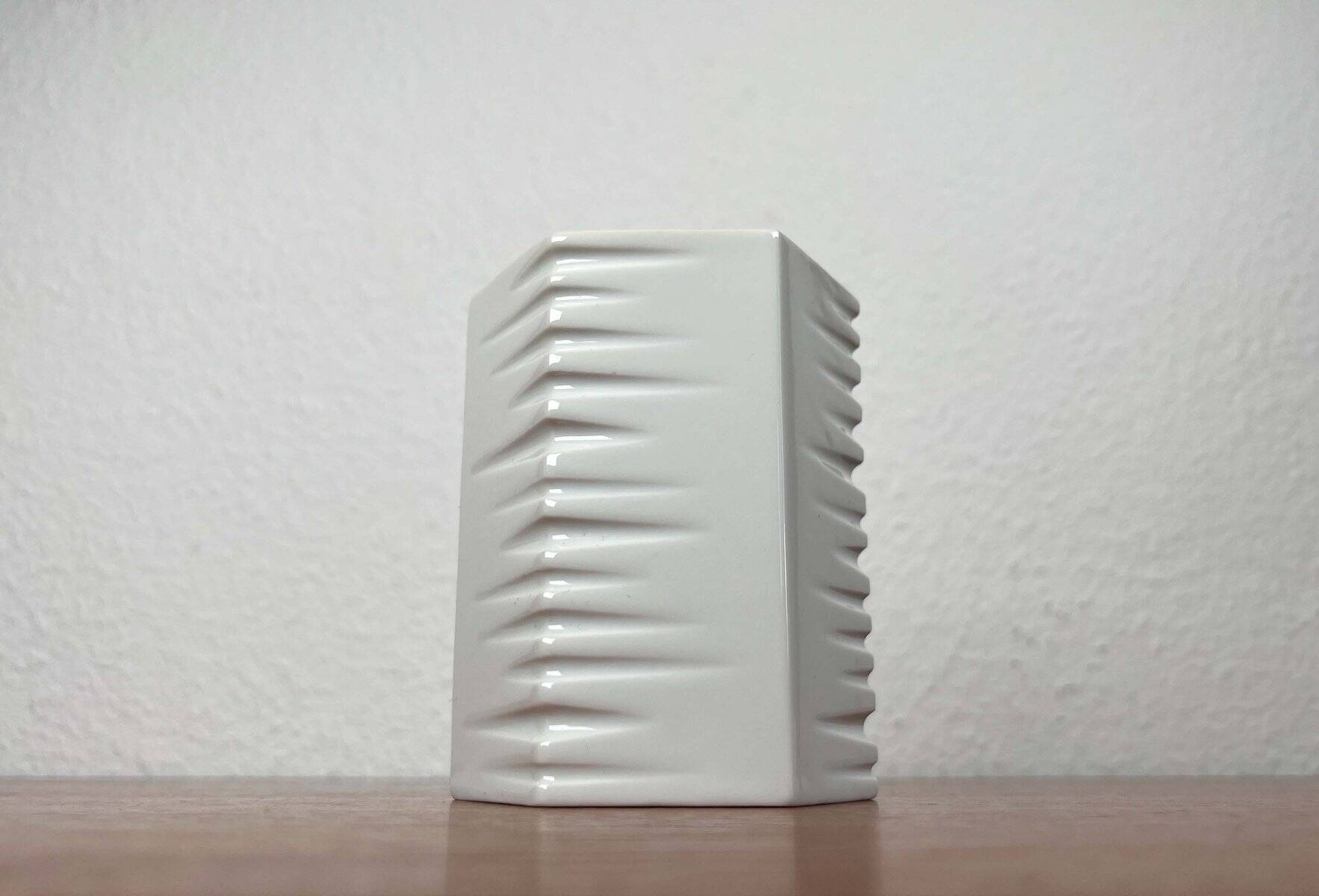Vintage German white porcelain vase, 1980s.