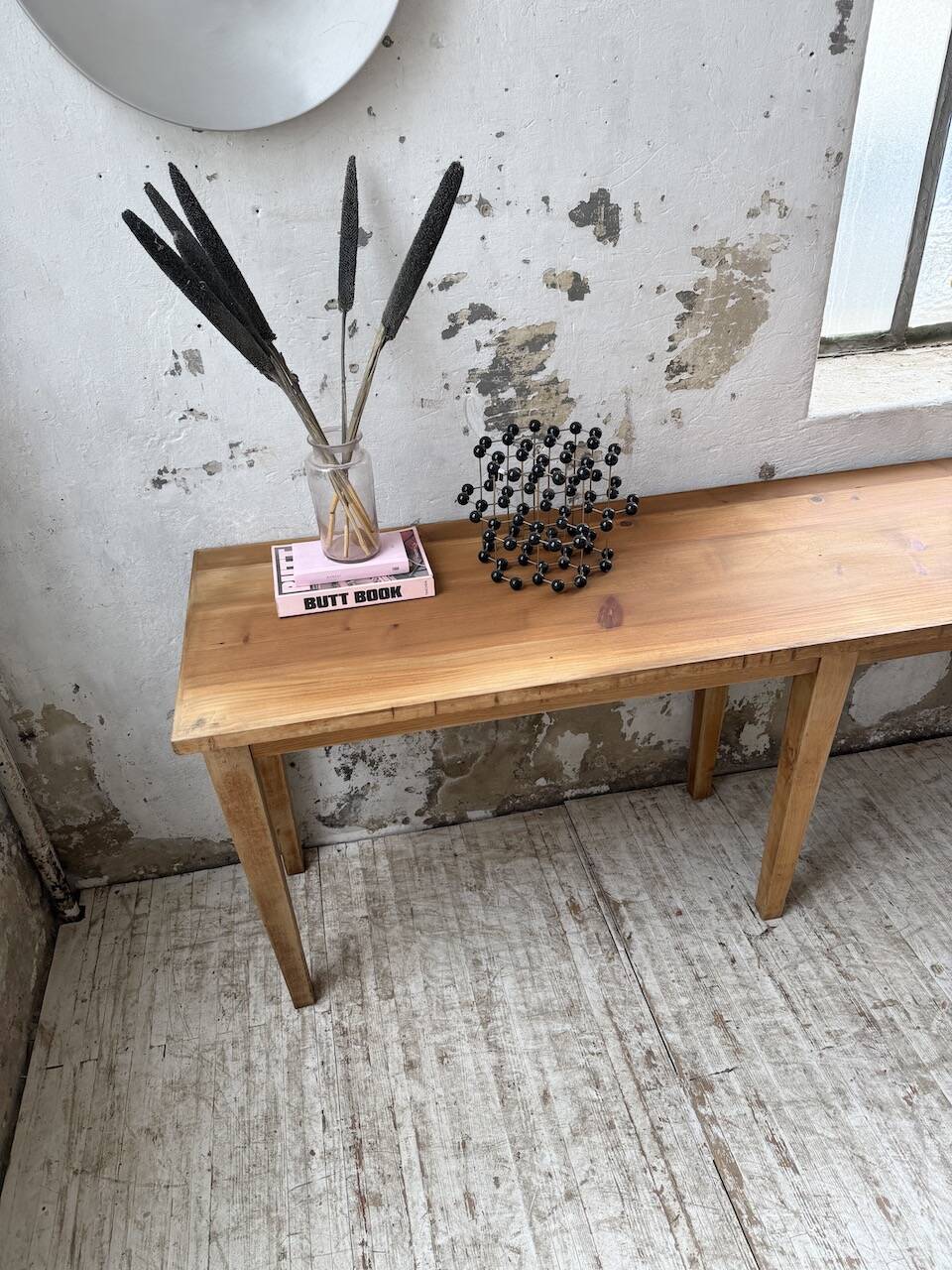 Oak and pine farmhouse console table