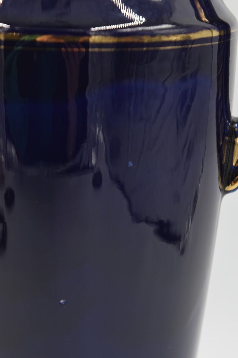 Large ceramic art deco vase by Odyv blue sèvres