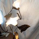 Golden brass floral floor lamp