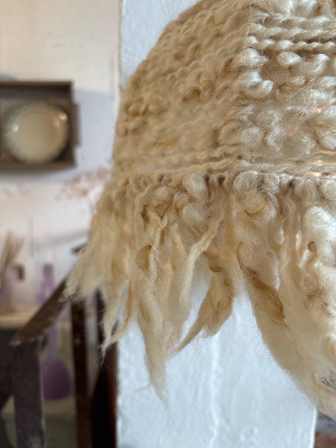 Abat jour en laine beige