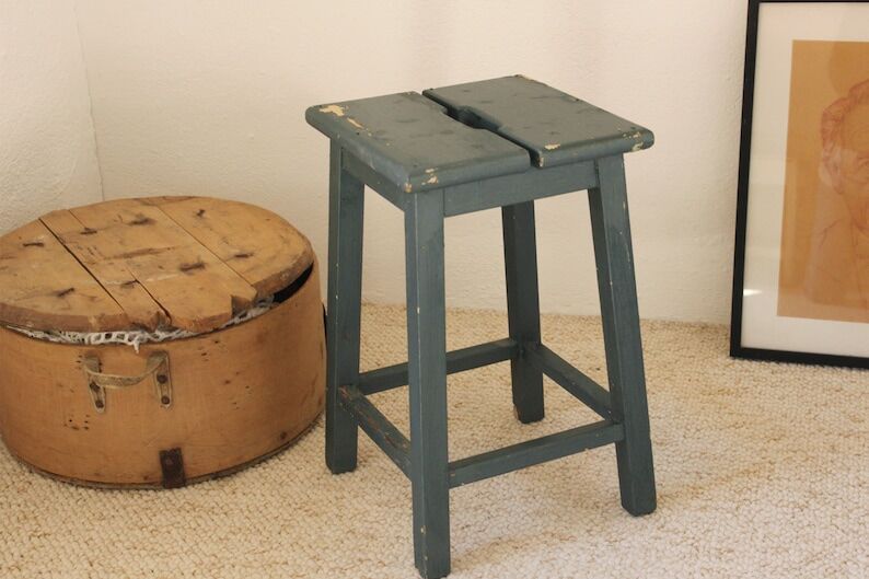 Antique French wooden stool