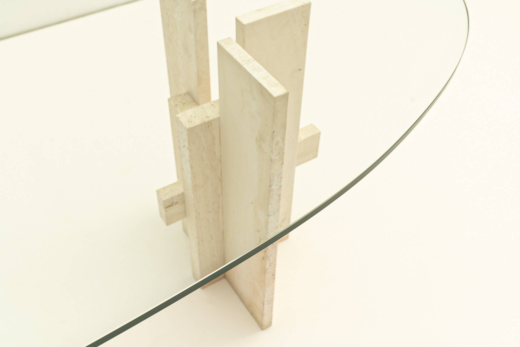 Travertine dining table by Willy Ballez, 1970s