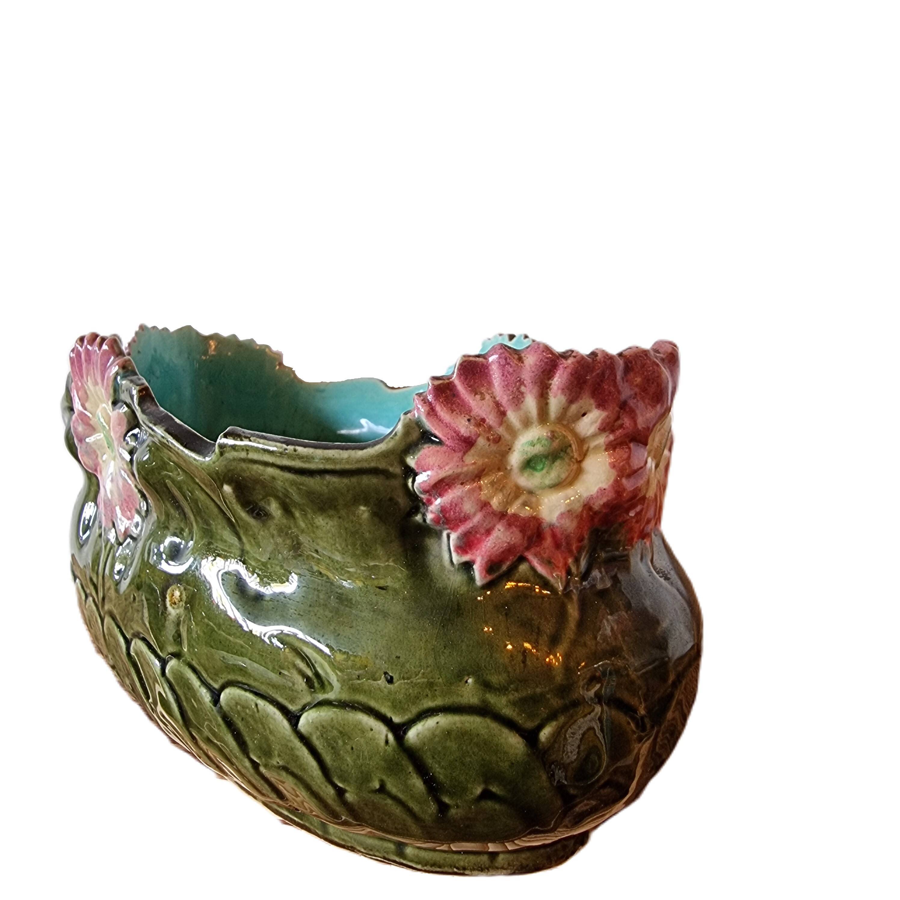 French barbotine flower pot made around 1900