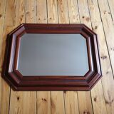 Large beveled mirror in cherry wood frame