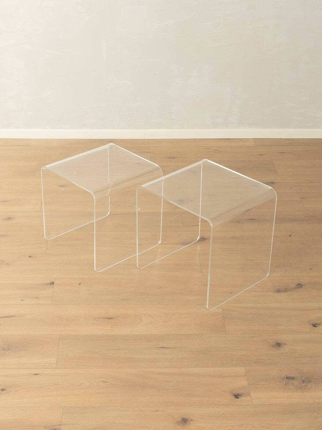 Minimalist side tables made of transparent acrylic glass, Space Age style, 1970s, set of 2