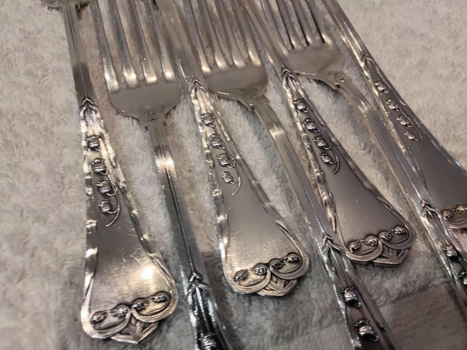 7 forks 800 silver Swiss goldsmith Jezler model Muguet