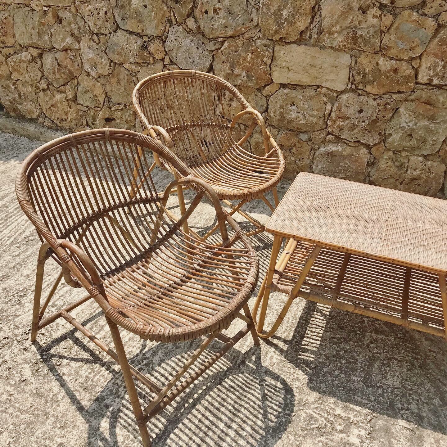 Salon en rotin vintage 1960