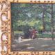 Oil Painting On Plywood, People In The City Park, Early 20th Century