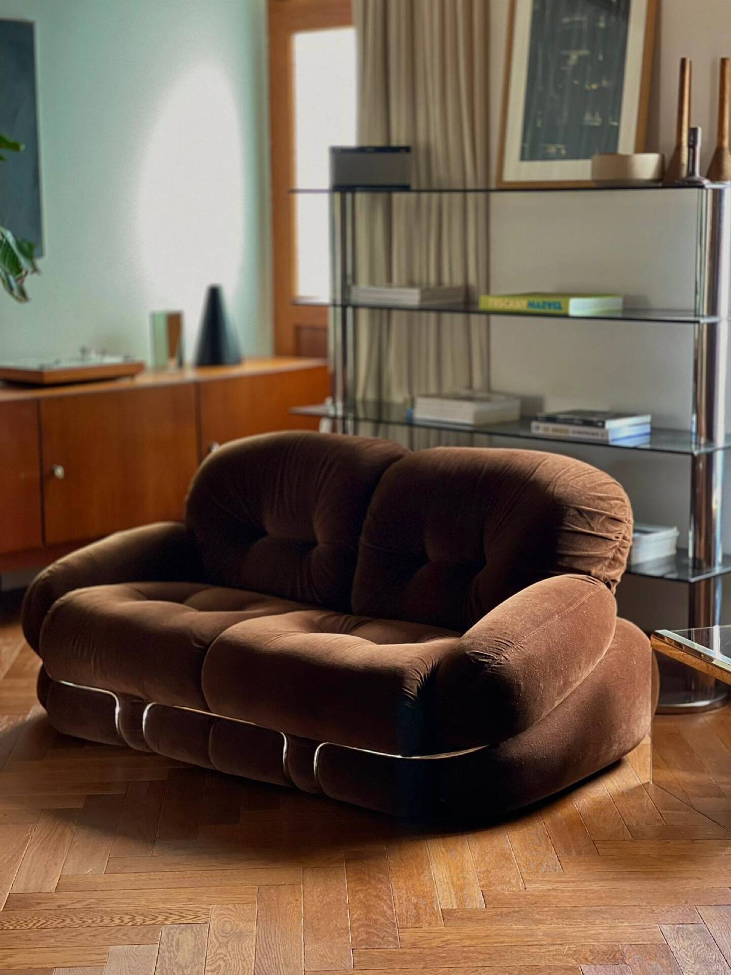 Vintage Italian sofa design "Okay" – Adriano Piazzesi – 2-seater velvet