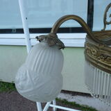 Former chandelier Tulips depolis glass 1900 bonze or brass